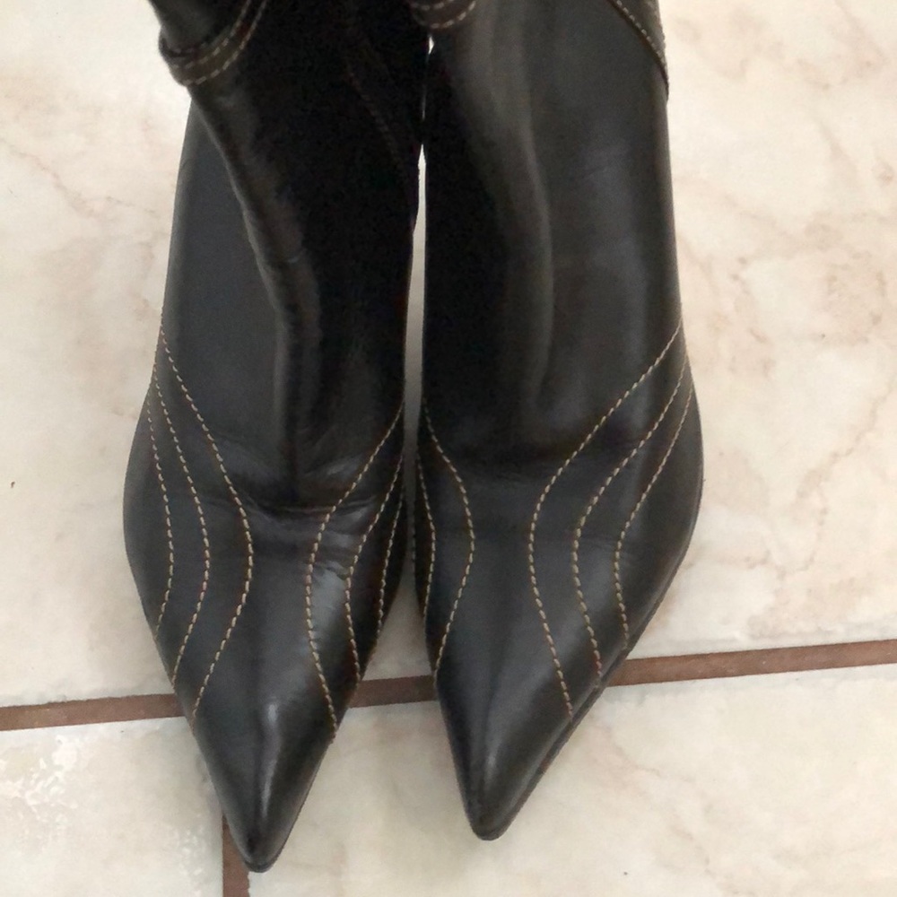 Charles David Black Leather High-Heel Knee Boots - Picture 4 of 8